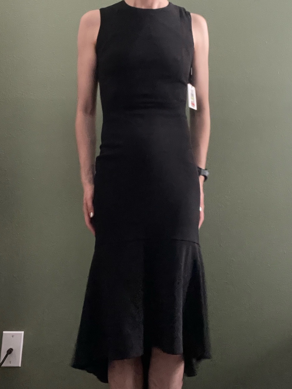 Cavin Klein Black Sleeveless Midi Dress - Flared Hem